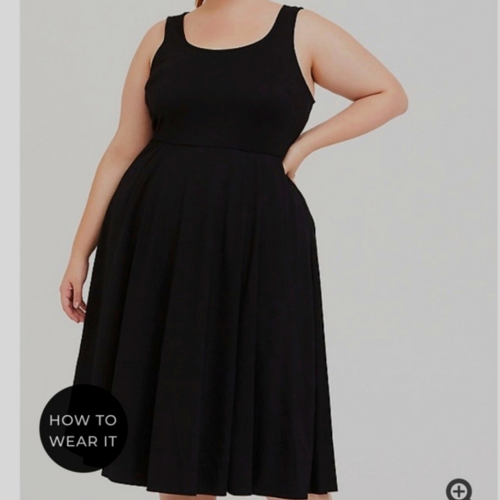 Torrid Black Ponte Midi Skater Dress